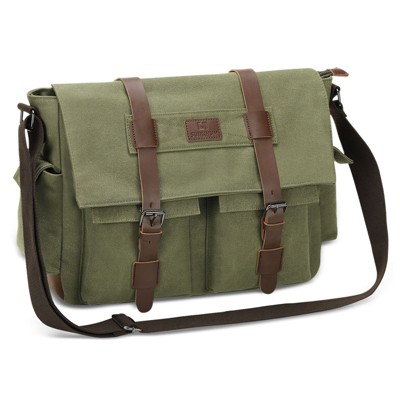 Unique Bargains Vintage Canvas Multiple Pockets Crossbody Bag Fits 13 Inch Laptops