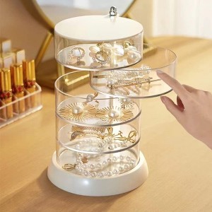 HTUTWOO Clear Rotable Box,5-Layer Jewelry Storage Box With Lid, Easy Classify Storage by Layer Box for Beauty Supplies Earrings Necklaces Bracelets - 1 of 4