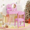 Tangkula Kids Vanity Set w/ Lighted Mirror Princess Makeup Dressing Desk & Chair Set Pink - 2 of 4