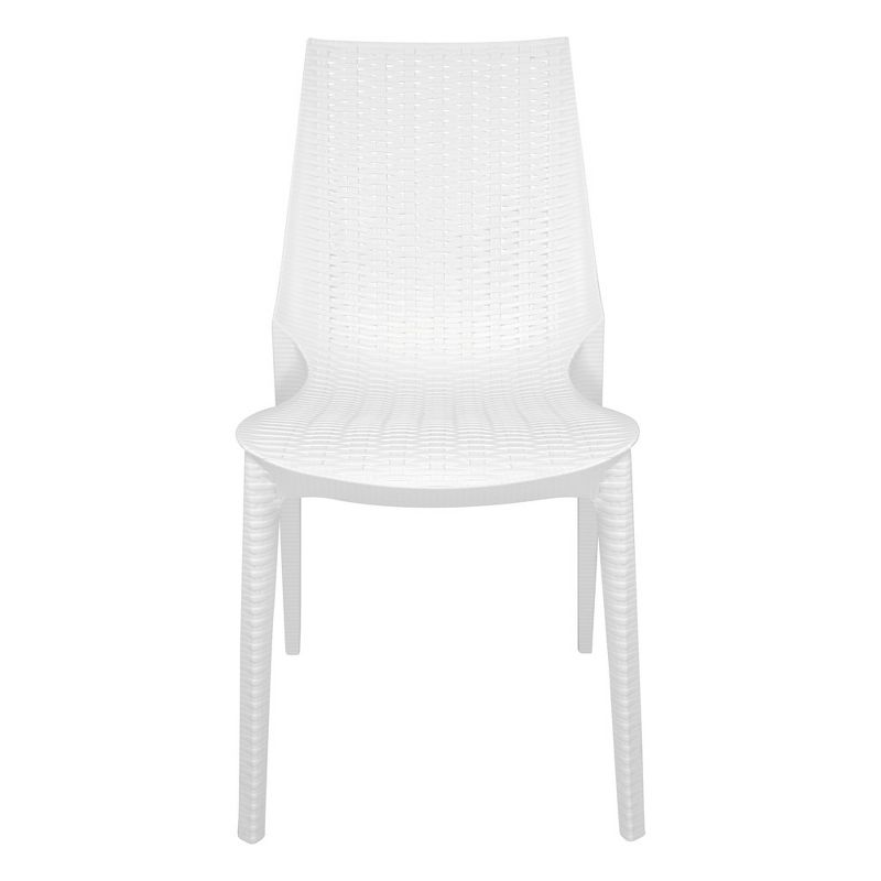 LeisureMod Kent Modern Outdoor Plastic Dining Chair Stackable Design Set of 4, 3 of 10