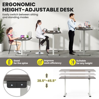 Gray Adjustable Height Electric Standing Desk with Metal Frame