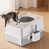 Fully Enclosed Stainless Steel Cat Litter Box with Hollowed, Elevated Lid and Sloped Design, Suitable for Cute Cats - 2 of 4