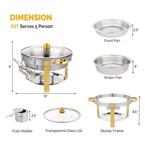 ROVSUN 5QT 4 Packs Round Chafing Dish Buffet Set with Glass Lid & Lid Holder for Parties - 1 of 4