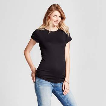 Short Sleeve Non-Shirred Maternity T-Shirt - Isabel Maternity by Ingrid & Isabel™ Black M