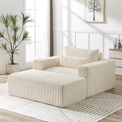 NicBex Couches for Living Room 75"W Corduroy Sponge Sofa Lounge Chair Fluffy Modern Sleeper Chair with Removable Footrest for Bedroom