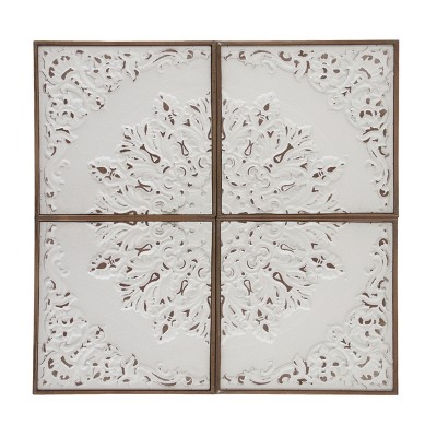 VIP Wood 24.75 in. White Panel Wall Art Set of 4