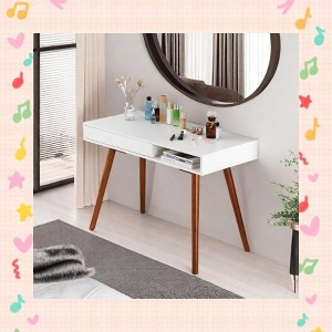 Garvee 42 Inch Mid Century Home Office Writing Desk, Modern Simple Computer Desk with Drawer and Open Storage Cubby, Small Vanity Table Desk - 1 of 4