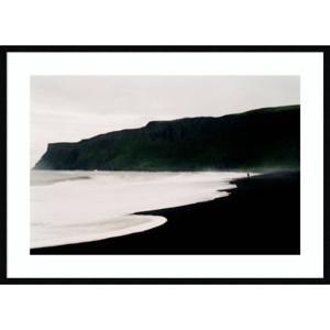 41"x30" Iceland Beach 2 by Lynann Colligan Wood Framed Wall Art Print Black - Amanti Art: Seascape Lithograph, Modern Decor, Horizontal Layout - 1 of 4