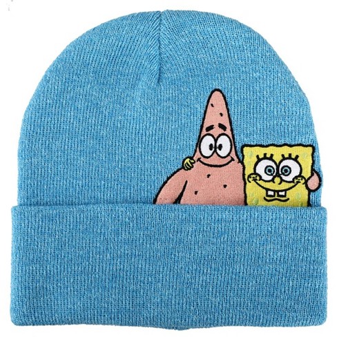 Spongebob And Patrick Hugging Marled Knit Teal Cuff Beanie : Target