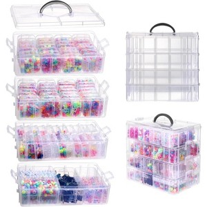 84-Piece 3-Tier Stackable Bead Organizer Box for Craft Supplies - 1 of 4