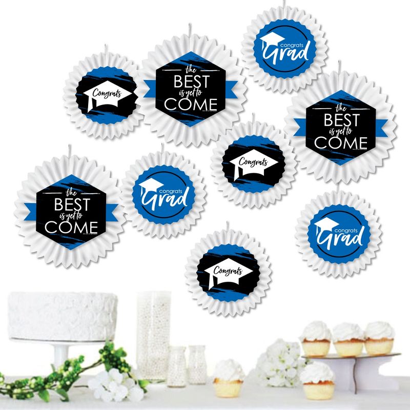 Big Dot of Happiness Blue Grad - Best is Yet to Come - Hanging  Royal Blue Graduation Party Tissue Decoration Kit - Paper Fans - Set of 9, 2 of 9