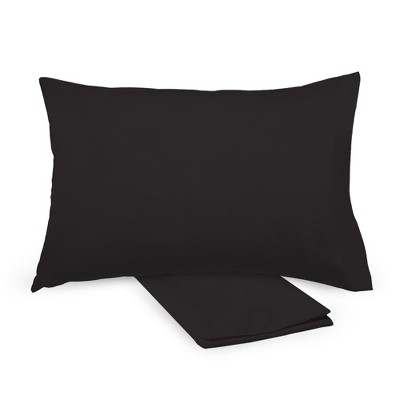 BreathableBaby Cotton Percale Pillowcase, For 13" x 18"/33 x 46 cm Toddler Pillow, Black (2-Pack)