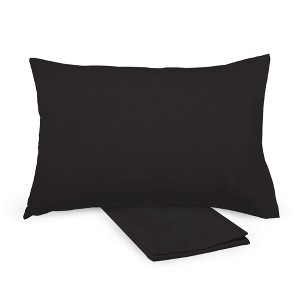 BreathableBaby Cotton Percale Pillowcase, For 13" x 18"/33 x 46 cm Toddler Pillow, Black (2-Pack) - 1 of 4
