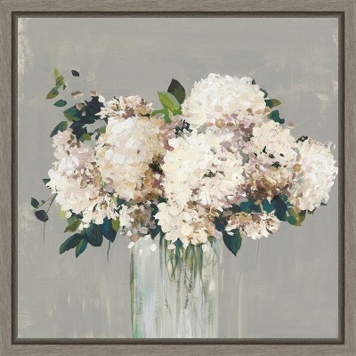 Amanti Art White Hydrangea (Vase) by Allison Pearce Canvas Wall Art Print Framed 16 x 16-in.