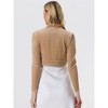 INSPIRE CHIC Women's Long Sleeve Cocktail Party Open Front Cropped Velvet Bolero Shrugs - 4 of 4