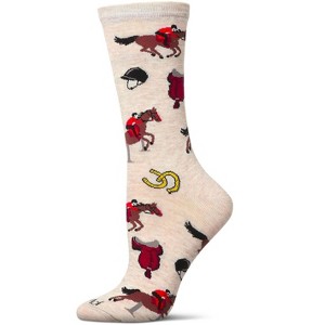 Memoi Women's Equestrian Rayon From Bamboo Crew Socks Ivory Heather 9-11 - 1 of 3