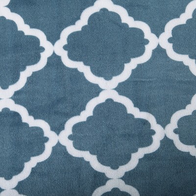 King Smoke Blue and White Microfiber Plush Sheet Set
