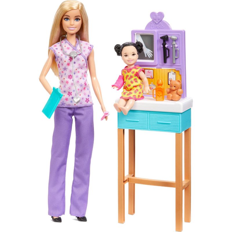 Barbie Pediatrician Doll and Doctor Playset with Accessories, Purple Scrubs (Target Exclusive), 1 of 8