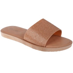 Fifth & Luxe Women's PCU Sparkly Slip On Sandals - Open Toe Flats with Glitter - 1 of 4