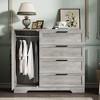 Garvee 43.3'' H Armoire Wardrobe Closet with 4 Drawers and 2 Doors, Hanging Rod, Multifunctional Wooden Dresser with Storage Closet - 2 of 4