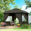 Outsunny 11' x 11' Outdoor Patio Gazebo with Curtains, Church Windows, Galvanized Steel Frame for Lawn, Backyard and Deck - 3 of 4