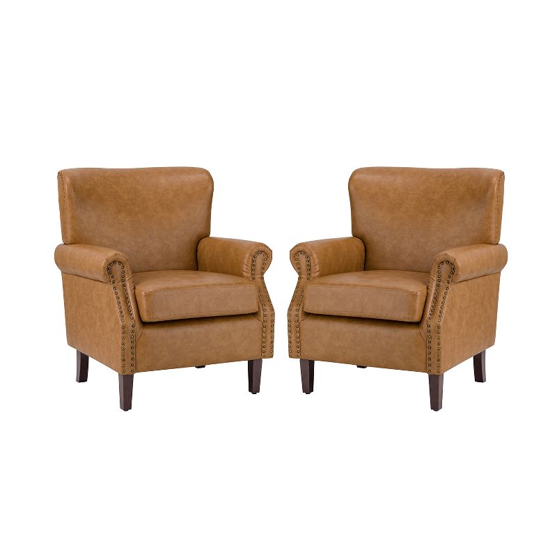 Set of 2 Enzo Comfy Vegan Leather Armchair with Rolled Arms | KARAT HOME, 2 of 11