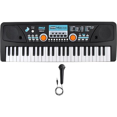 Pyle 49-Key Portable Karaoke Keyboard & Wired Microphone - Rechargeable Battery, Compact Piano with Built-in Stereo Speakers