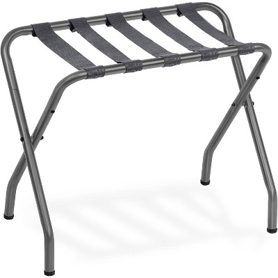 Luggage Rack, Metal Foldable Suitcase Stand for Guest Room, Holds up to 100 lb,Nylon Straps, Hotel, Bedroom, Closet