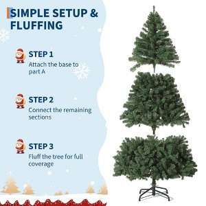 Artificial Christmas Tree, Green Christmas Pine Tree with 450 LEDs, 1309 Branch Tips, Switch Foot Pedal, PVC Holiday - 1 of 4