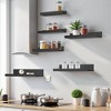 FurnitureR Floating Shelves Wall Mounted Set of 6, Wood Storage Display Ledge Shelves for Bathroom, Bedroom, Living Room, Kitchen, Office, Black - 2 of 4