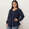 Agnes Orinda Women's Plus Size V Neck Long Sleeve Casual Twist Knot Tops - 4 of 4
