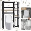 Over Toilet Storage with 2 Drawers Tier Organizer Height Adjustable Shelves Hooks Black Space Saver Bathroom Restroom Laundry - 3 of 4