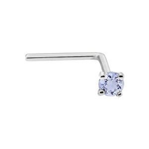 Jewelry Avalanche 22G 14K Gold L-shape Nose Stud with Tanzanite Gemstone - 1 of 2