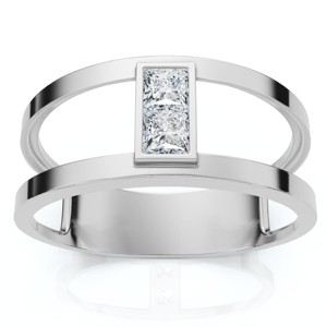 Pompeii3 Certified 1/3ct Parallel Band Diamond Engagement Ring 14k Gold or Pt Lab Created - 1 of 4