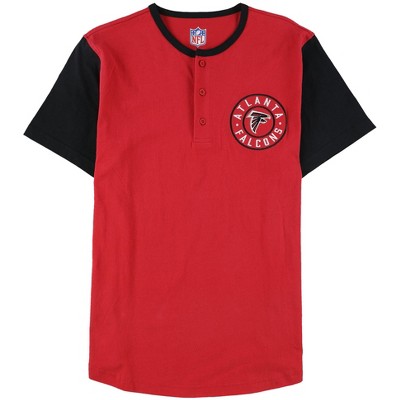 NFL Mens Atlanta Falcons Henley Shirt, Red, Medium