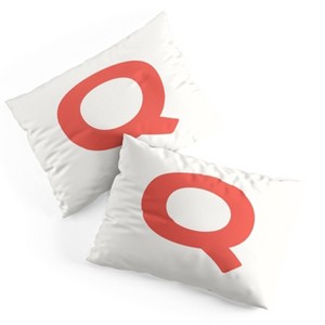 Deny Designs Standard April Lane Art Block Red Monogram Q Microfiber Printed Pillow Sham - 1 of 3