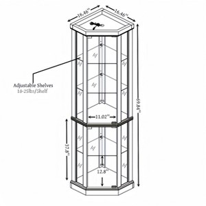 YOOCOZZ Lighted Corner Curio Cabinet – Elegant Glass Display Case (Built-in Lighting) for Antiques, Wine & Storage - 1 of 2