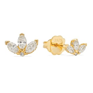 Hollywood Sensation 18K Gold Plated Sterling Silver Golden Blossom Studs with Cubic Zirconia - 1 of 4