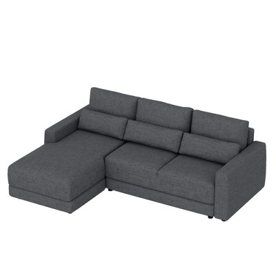 NicBex Modular 92.9" L Shpae Sectional Sofa Linen Sleeper Couch Set with 3 Pillows for Living Room