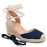 ▷ Wedge espadrille with leather detail  Espadrille with heel - MARINA  colour Navy