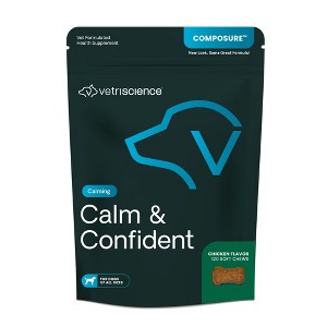 VetriScience Calm & Confident for Dogs, Calming Behavior and Anxiety Support, Chicken Flavor, 120 Soft Chews - 1 of 3