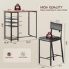 Dining Room Table with 2 Upholstered Chairs, Bistro Table and Chairs Set of 2 with Storage Shelves - 2 of 4