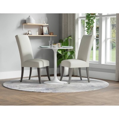 Enzo 30'' White Marble Top Round Dining Table with Metal Pedestal Base