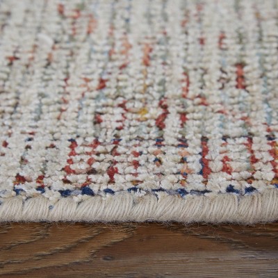 Caldwell Distressed Ivory Blue Red Wool Area Rug