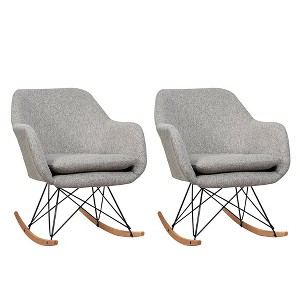 Costway Set of 2 Accent Rocking Chair Upholstered Rocking Arm Chair w/ Cushion - 1 of 4