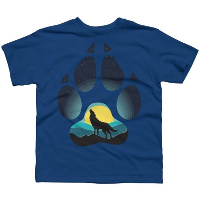 Boy's Design By Humans Wolf's paw. The wolf and the moon By ArtistDreams T-Shirt