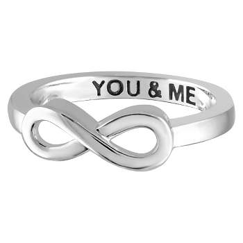 Women's Sterling Silver Elegantly Engraved Infinity Ring with "YOU & ME"