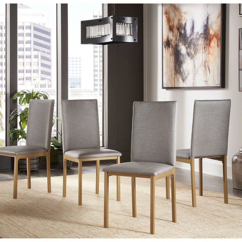 Set of 4 Devoe Metal Upholstered Dining Chairs - Inspire Q, 3 of 10