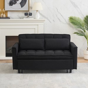 SKRAN Modern 3-in-1 Convertible Sofa Bed - Compact Pull-Out , with Cushioned Backrest, Storage Pockets & Pillows - for Small Spaces - 1 of 4