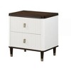 Royal Hampton 27 Inch Nightstand, 2 Drawers, USB Charger, Solid Wood, White, Brown - 2 of 4